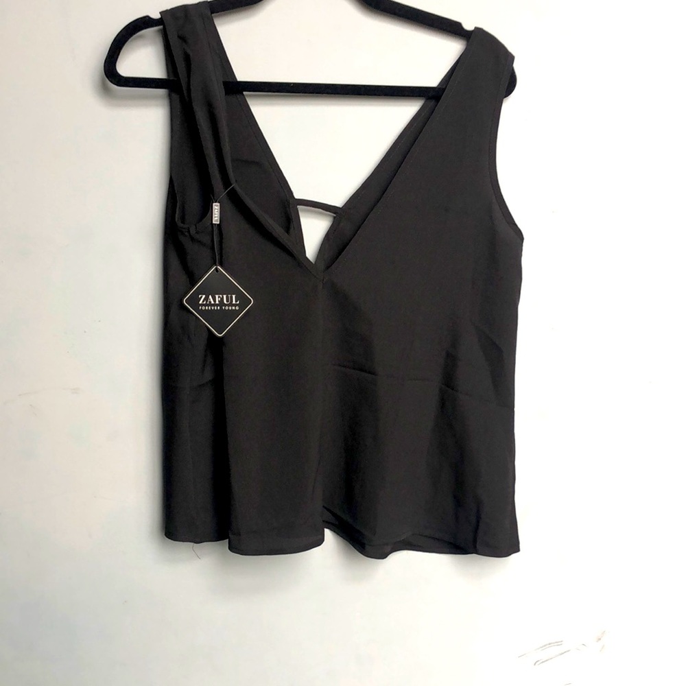 Black, low cut, tank top